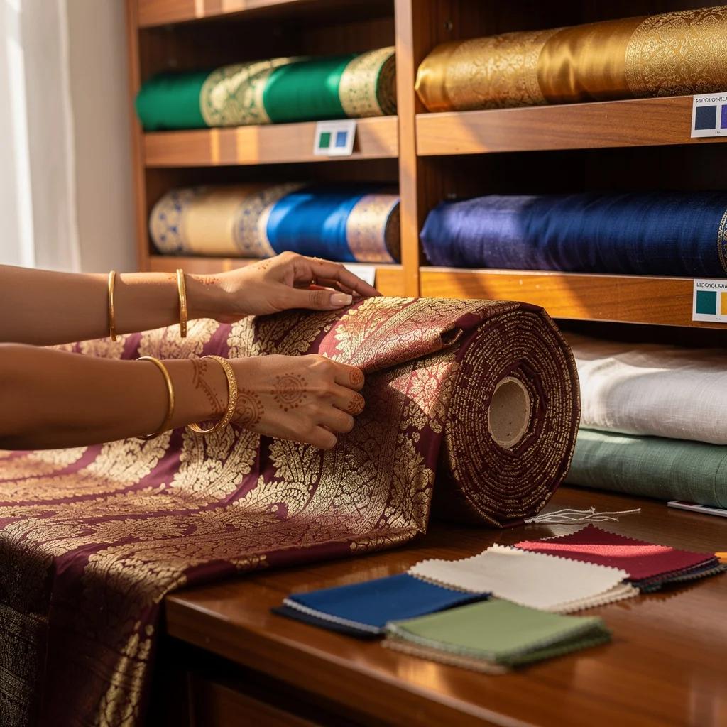 Fabric Sourcing — Handpicking Banarasi silk and artisan textiles for Varsha Sharma collections