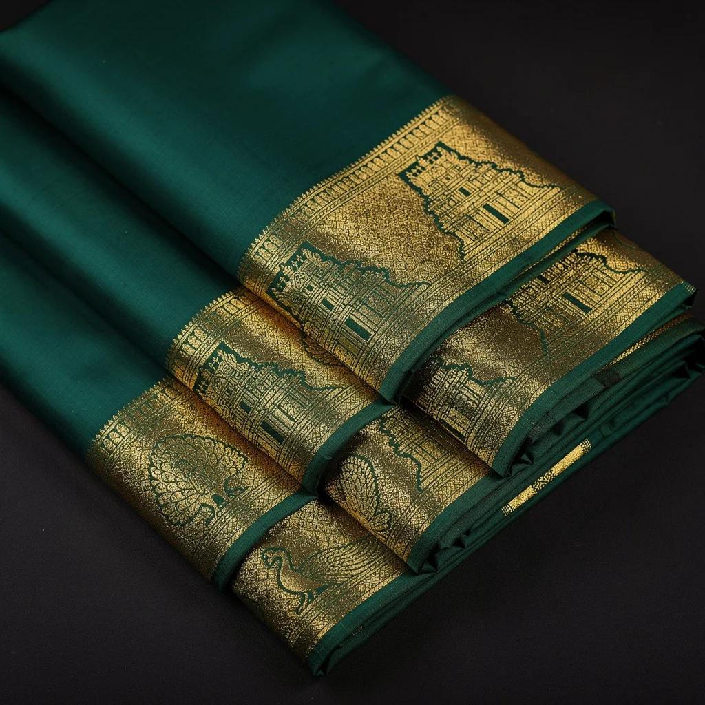Kanjeevaram Silk — Heavy handloom silk with temple motifs from Kanchipuram, Tamil Nadu | Varsha Sharma atelier