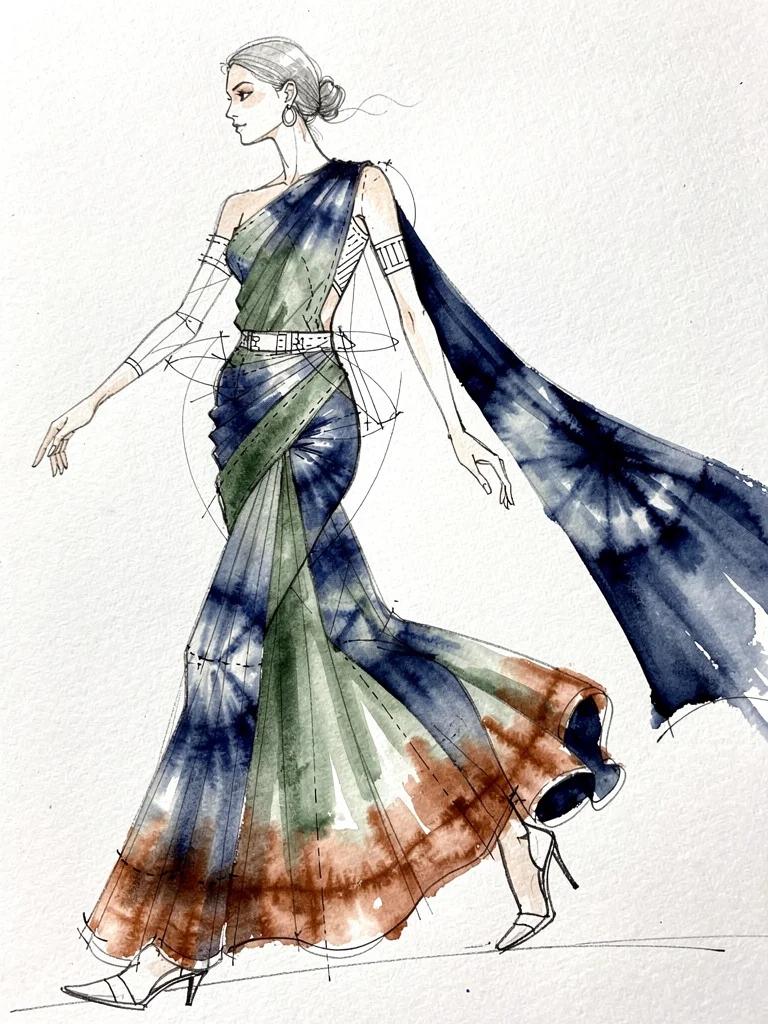 Fashion sketch for the Dharaa collection by Varsha Sharma