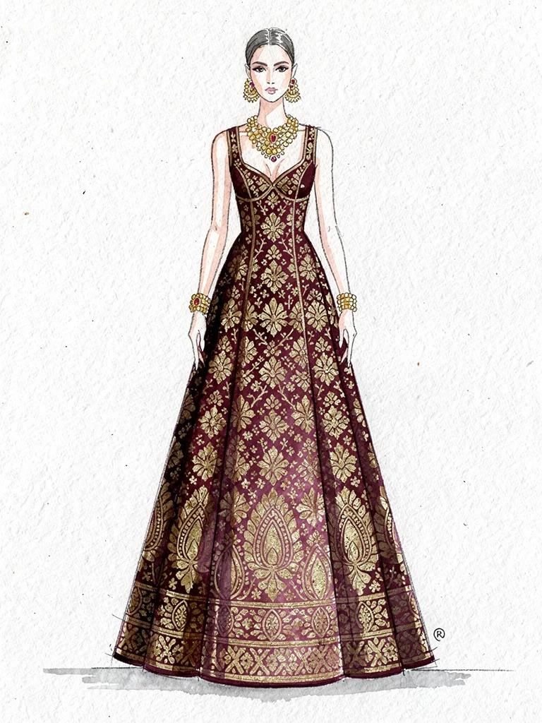 Fashion sketch for the Virasat collection by Varsha Sharma