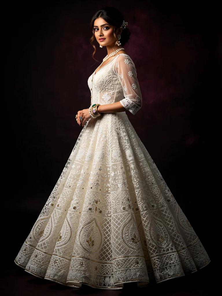 Chikankari Khawaab — Lucknowi Chikankari Anarkali Gown in Ivory | Virasat Collection by Varsha Sharma