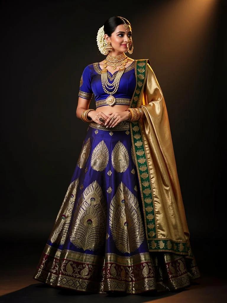 Paithani Jhalak — Paithani Silk Grand Lehenga in Royal Blue and Gold | Virasat Collection by Varsha Sharma