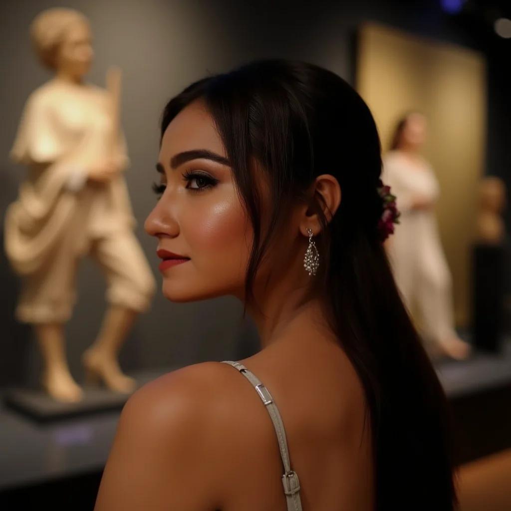 Varsha Sharma amongst sculptures � artistic inspiration for the Virasat collection